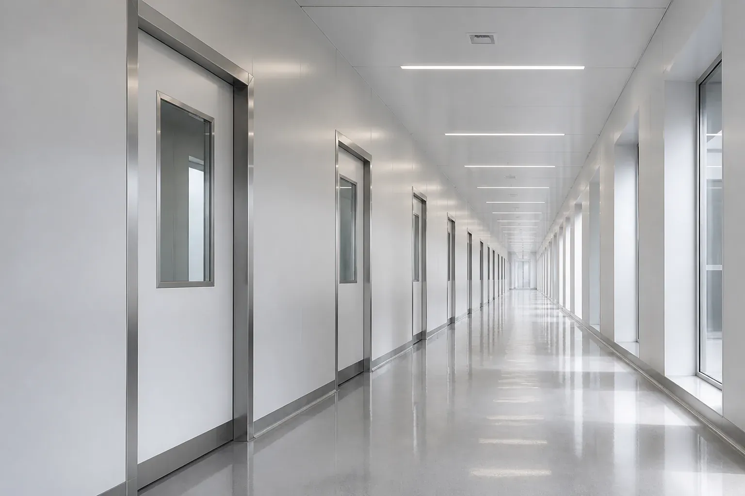 Pharmaceutical cleanroom corridor