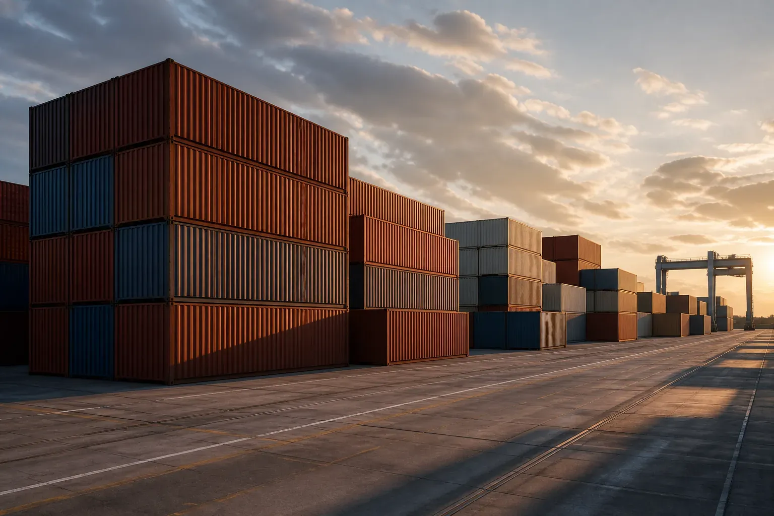 Shipping containers at a port terminal
